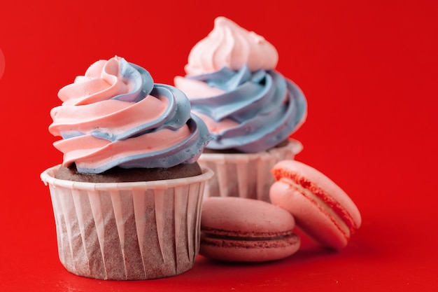 Set of various  fondant cupcakes ready to be eaten - bright and colorful set