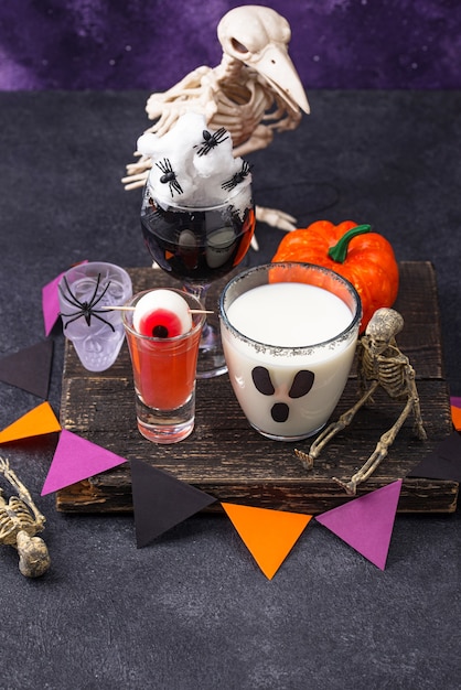 Set of various halloween drinks