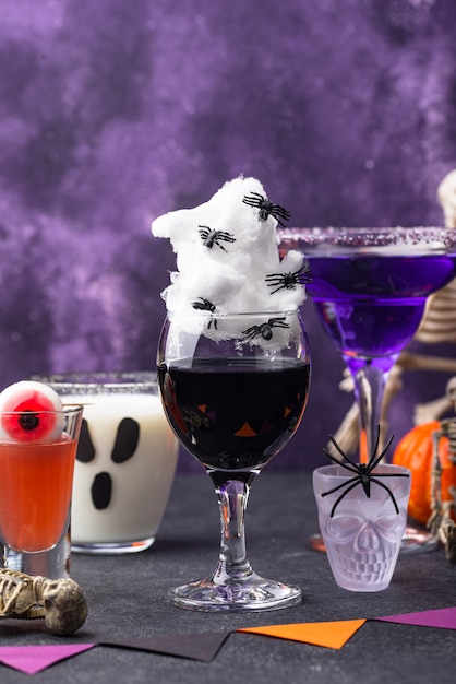 Set of various halloween drinks