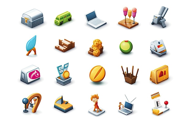 Photo a set of various icons colletion generative ai