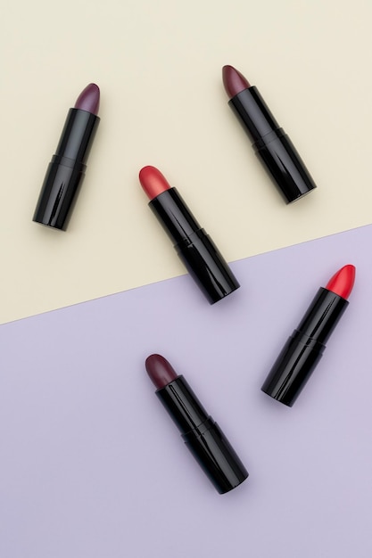 Set of various lipsticks