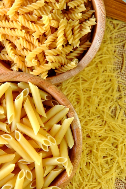 Set of various types of macaroni, spaghetti and pasta