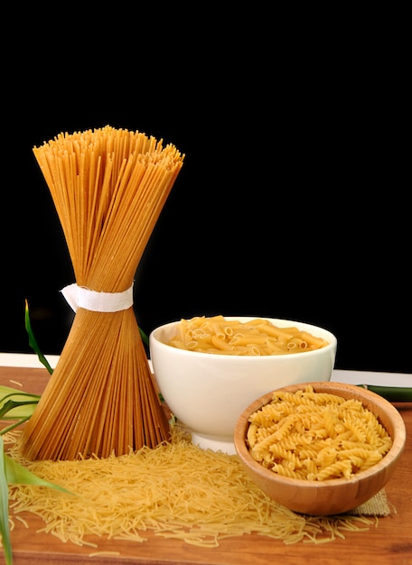 Set of various types of macaroni, spaghetti and pasta