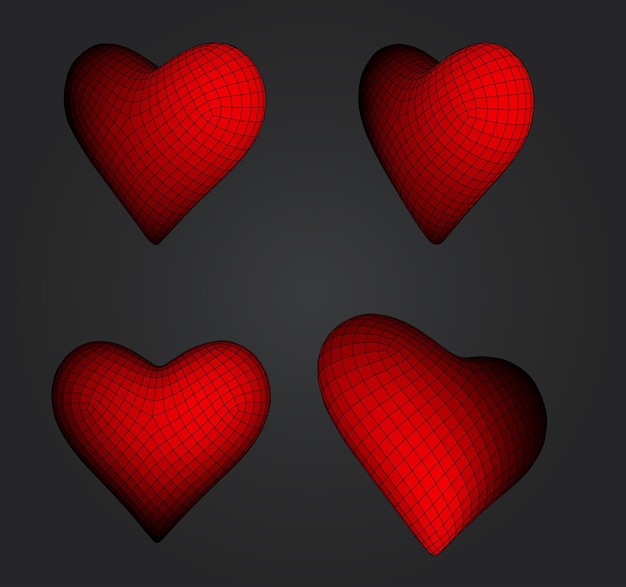 set of vector bulk hearts for medicine and holiday