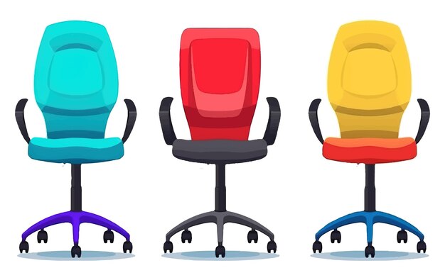 Set vector illustration of colorful chairs isolated on white background