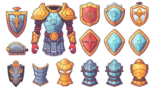 Photo a set of vector illustrations of armor