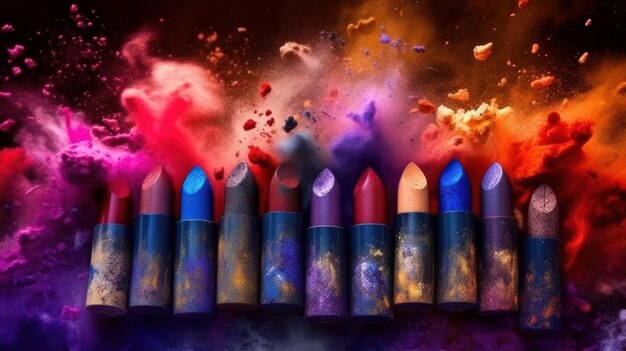 Set veelkleurige lippenstift Generatieve AI