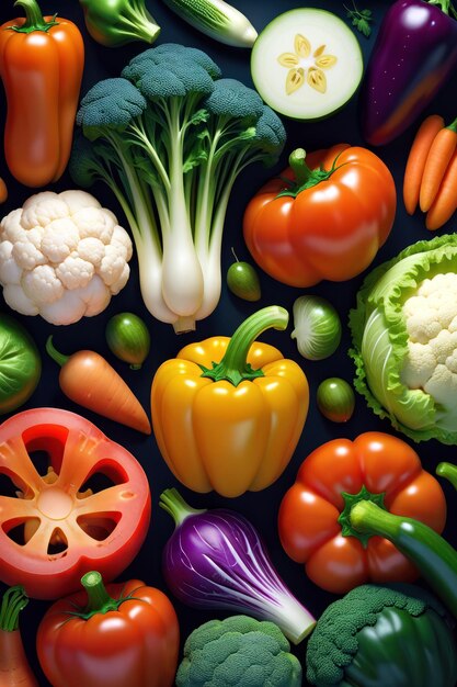 set of vegetables background