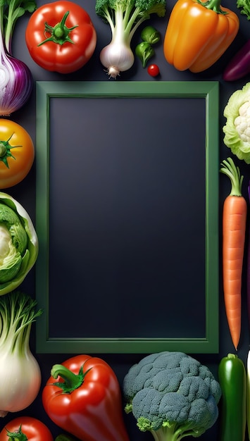 set of vegetables frame background