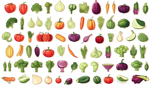 set of vegetables icon collection