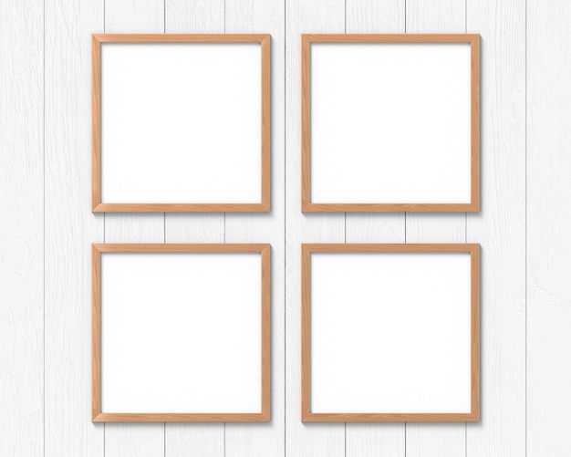 Set vierkante houten frames opknoping op een muur