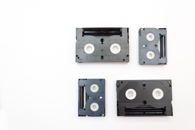 Photo set of vintage video cassettes, video cassette