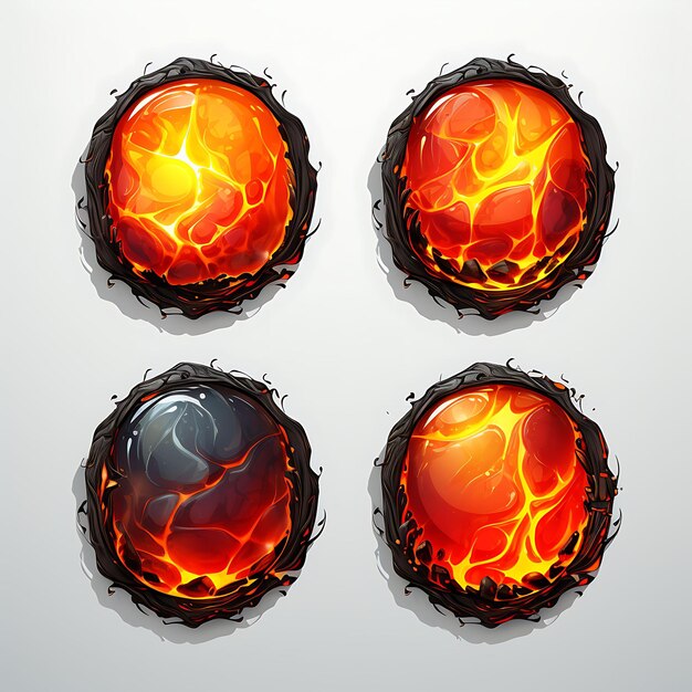 Set of volcanic lava design irregular shape magma like material bla icons frame clipart tshirt 4k