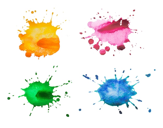 set watercolor blots isolated on white background