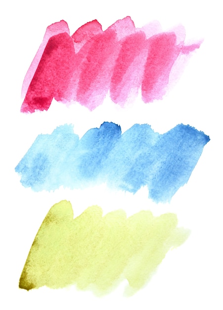 Photo set of watercolor doodle brush strokes (red, blue, green)