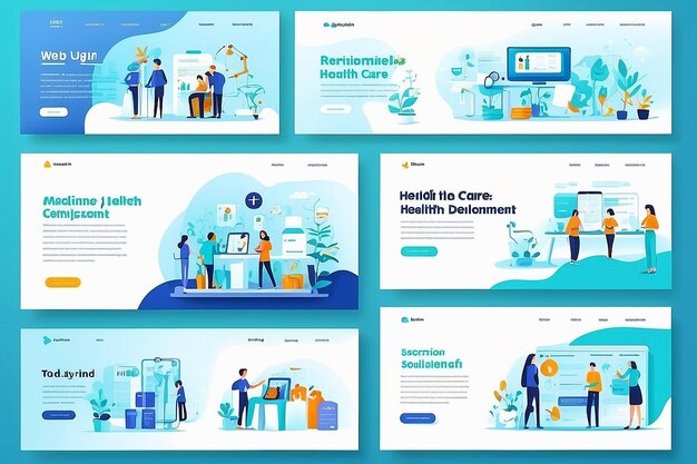 Set of web page design templates on medicine and health care Vector illustrations for website design and development