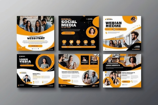 Photo set webinar social media post template concept design online marketing promotion banner