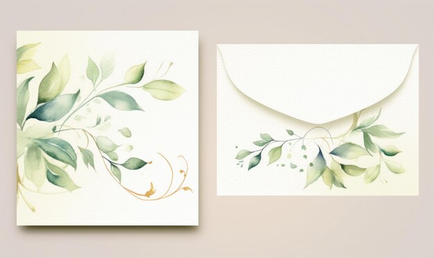 Foto set di biglietti d'invito da matrimonio con elementi floreali ad acquerello illustrazione ai generativa