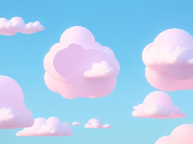 Photo set of white 3d clouds isolated on a blue background