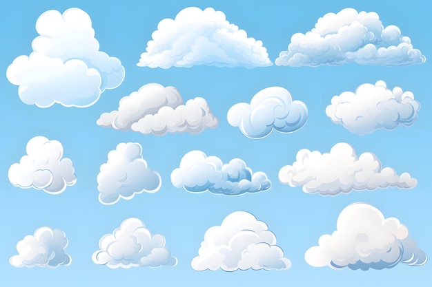 A set of white clouds on a blue background Cloud icon cloud shape