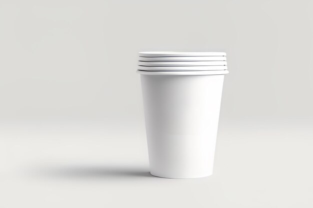 Set of white disposable cups ai generative