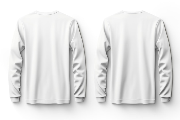 Photo set of white front and back view tee sweatshirt sweater