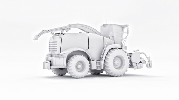 Photo set white modern harvester on a white background 3d rendering