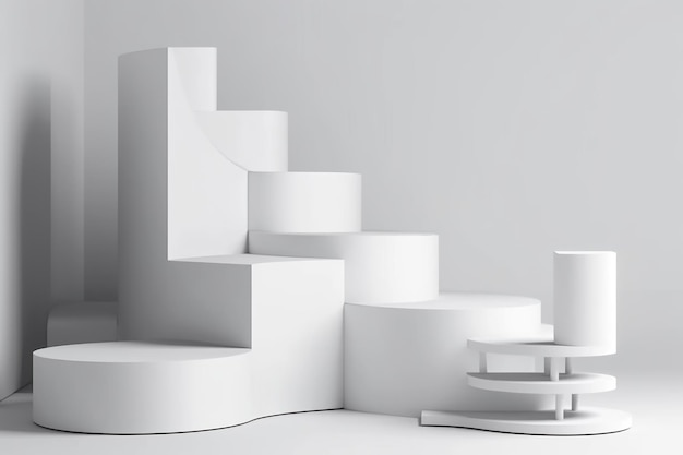 A set of white pedestals in a room Generative AI