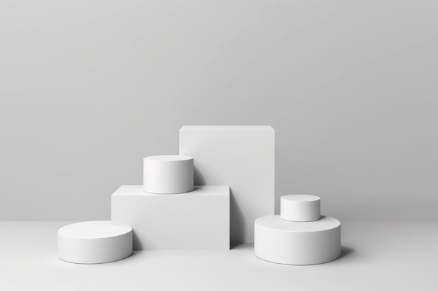 A set of white pedestals in a room Generative AI