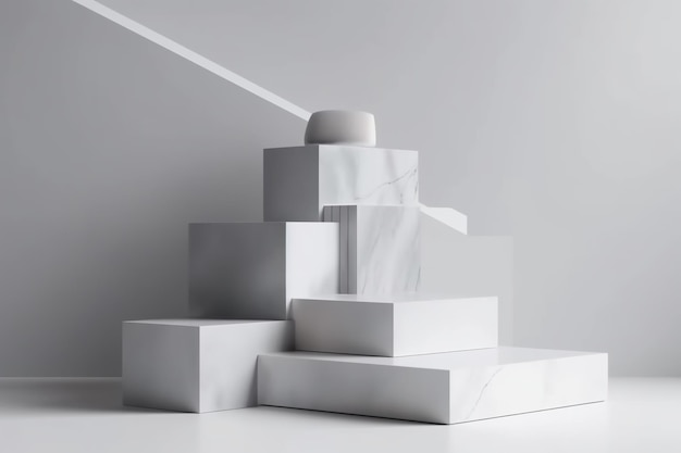 A set of white pedestals in a room Generative AI