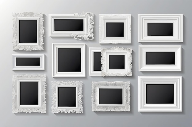 Set of white photo frames vector illustration