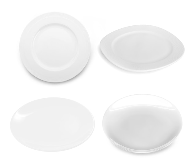 Set of white plate on white