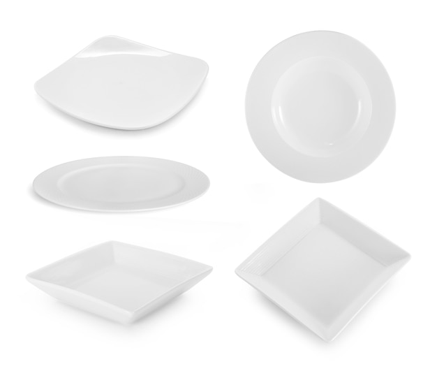 Set of white plate on white