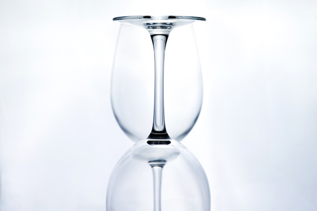 Set of wine glasses on light
