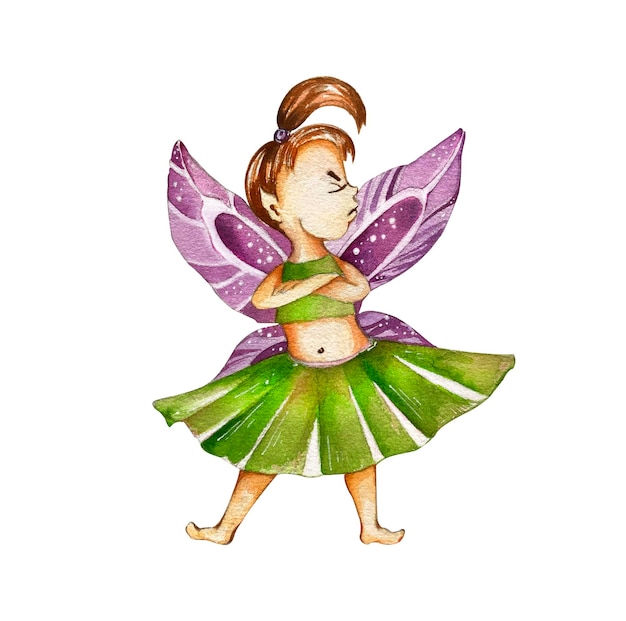 Photo set with fairy girls funny cute flower fairy for postcards and design