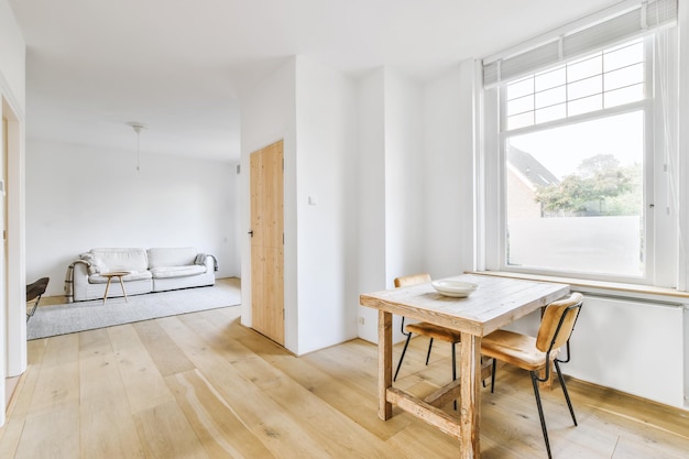 A set of wooden chairs and table