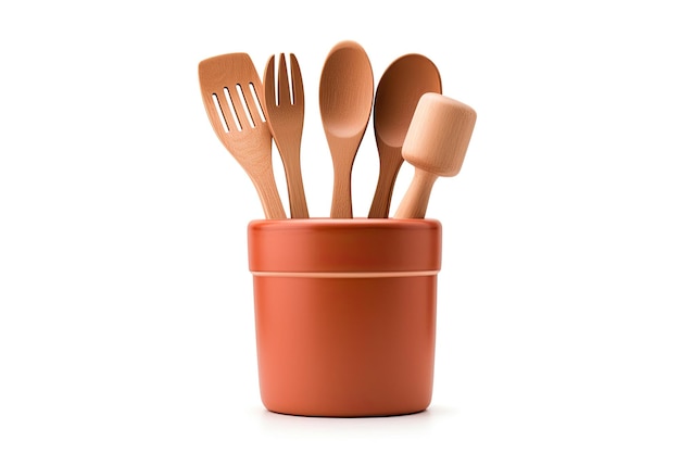 Set of wooden kitchen utensils