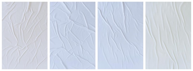 Set of wrinkled white paper templates wet blank white paper for poster and text