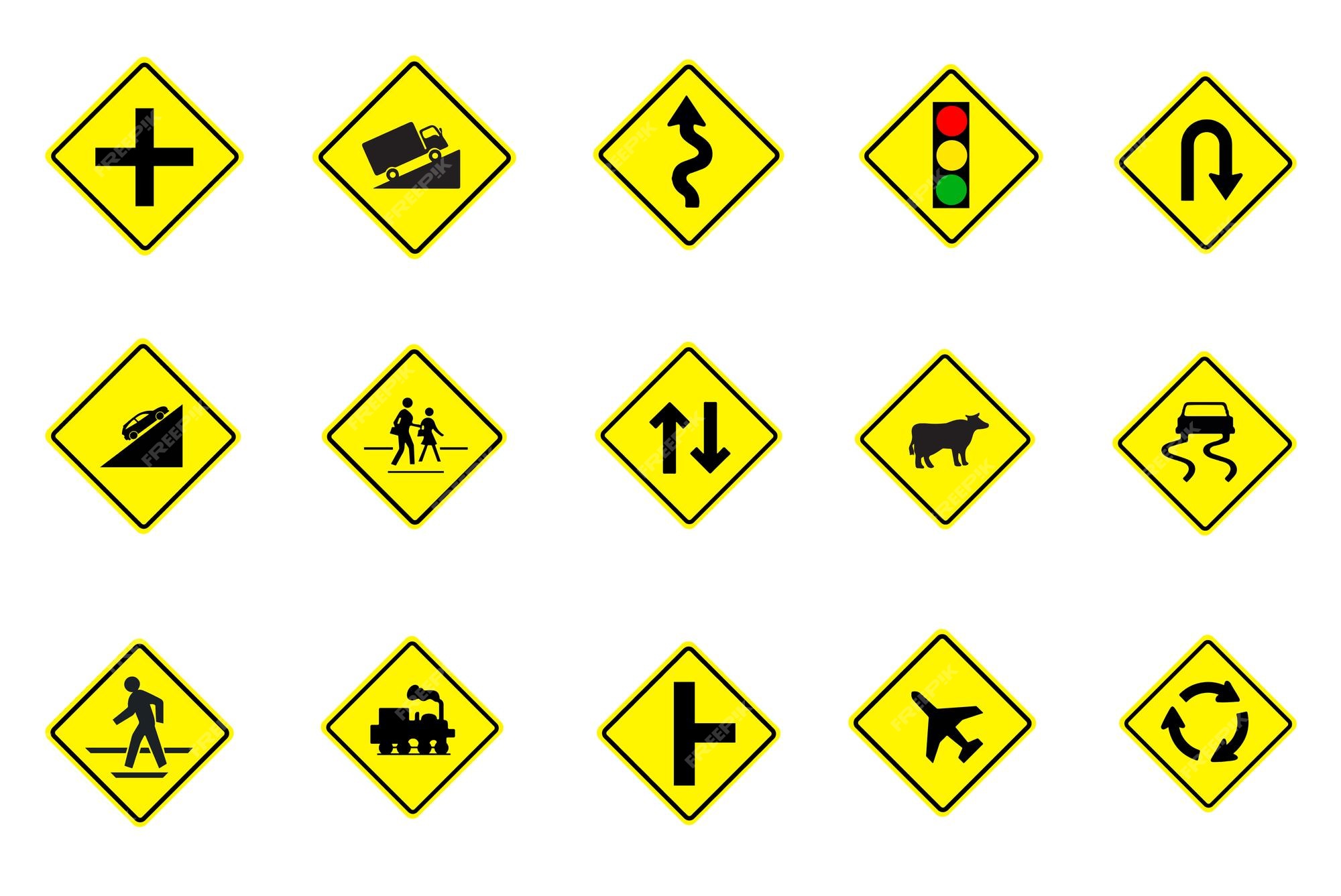 yellow road signs and meanings