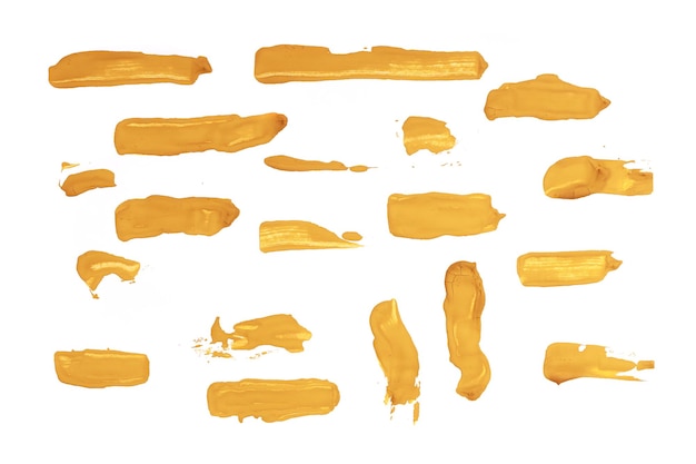 Set of yellow watercolor strokes isolated on white background High quality photo