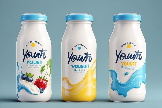 set of yougurt brand new packaging isolated design for milk yogurt or cream product branding or advertising design