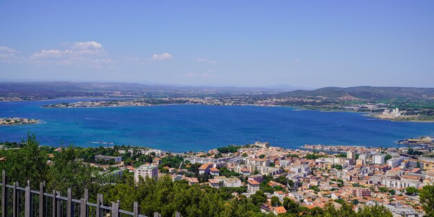 Sete panoramic waterfront of city harbor in Languedoc-Roussillon South France