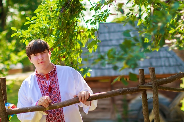 Sets of Ukrainian traditional wreaths against the leaves background