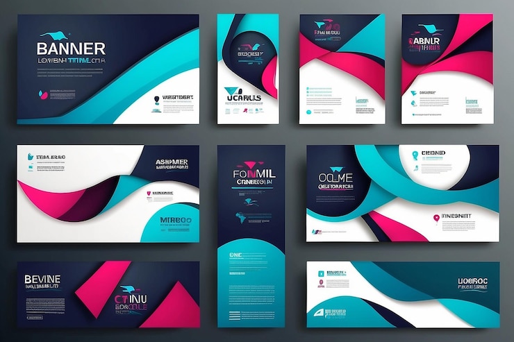 Foto sets van banner abstracte geometrische ontwerp banner web sjabloon en zakelijke achtergrond