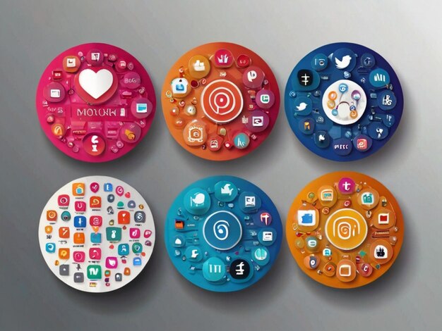 Sets van sociale media iconen concept