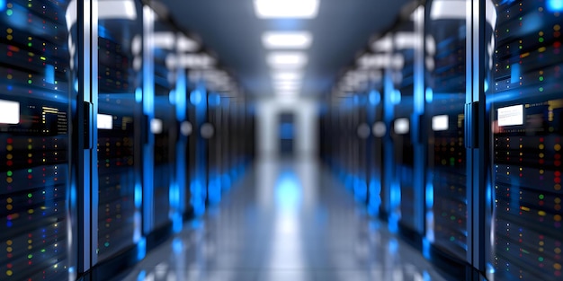 setting of a network server room with computer servers and database center concept network servers computer servers database center server room setup network infrastructure