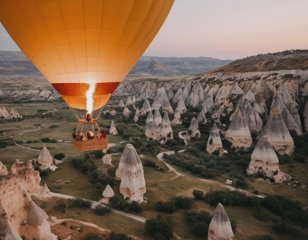 Foto l'installazione di una mongolfiera in cappadocia