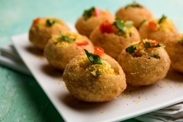 Sev puri - Indian snack and a type of chaat. Popular in Mumbai pune from Maharashtra. it's a roadside food also served as a starter in restaurants