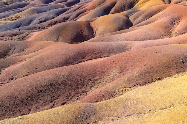 Photo seven coloured earth sandstone formation with seven colours on mauritius island