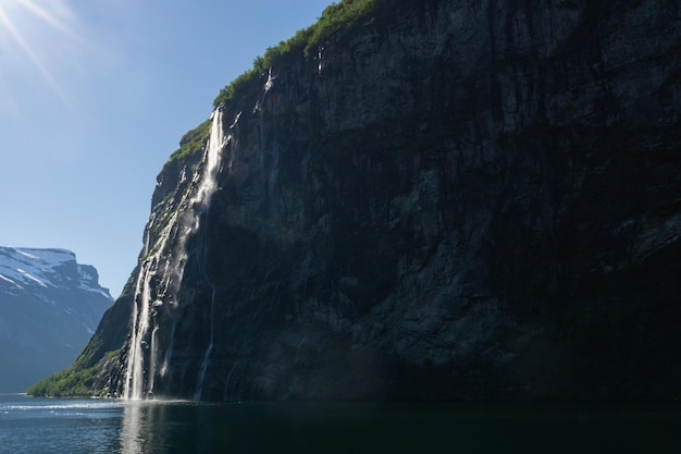 Водопад семи сестер в Гейрангер-фьорде в Норвегии
